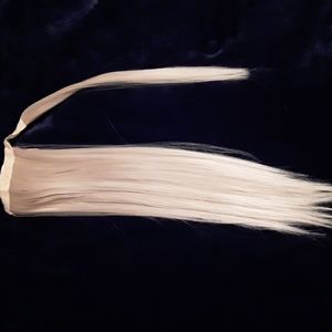 Pure platinum blonde 22 inch synthetic wrap around hair extension